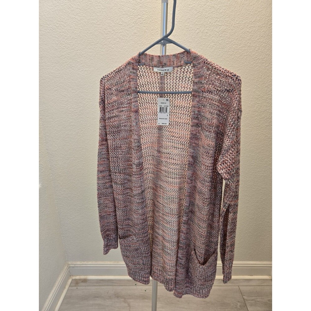 NWT Hooked Up Size XS Women's Rainbow Long Sleeve Duster Cardigan Sweater